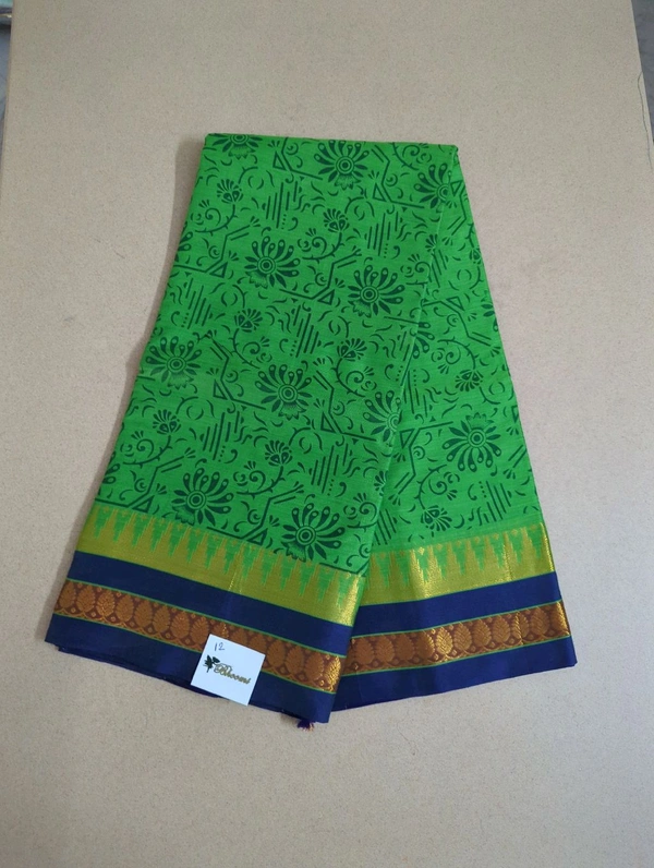 Pure Handloom Narayanpet Cotton Print - green 12