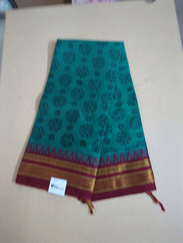 Pure Handloom Narayanpet Cotton Print - lux green 14