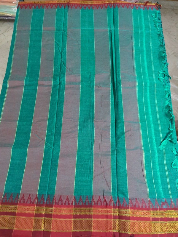 Pure Handloom Narayanpet Cotton Print - lux green 14