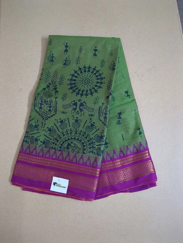 Pure Handloom Narayanpet Cotton Print - olive 2