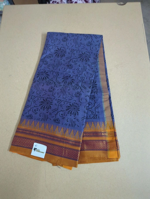 Pure Handloom Narayanpet Cotton Print - violet 10