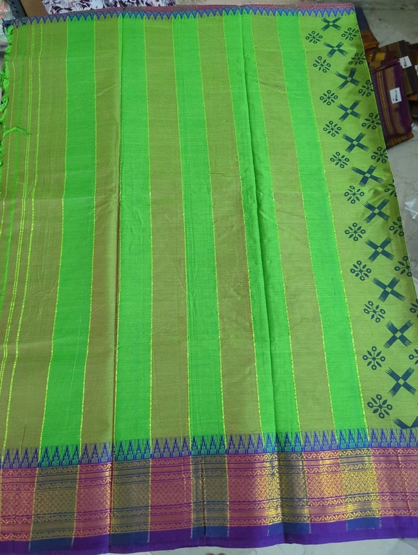 Pure Handloom Narayanpet Cotton Print - olive 21