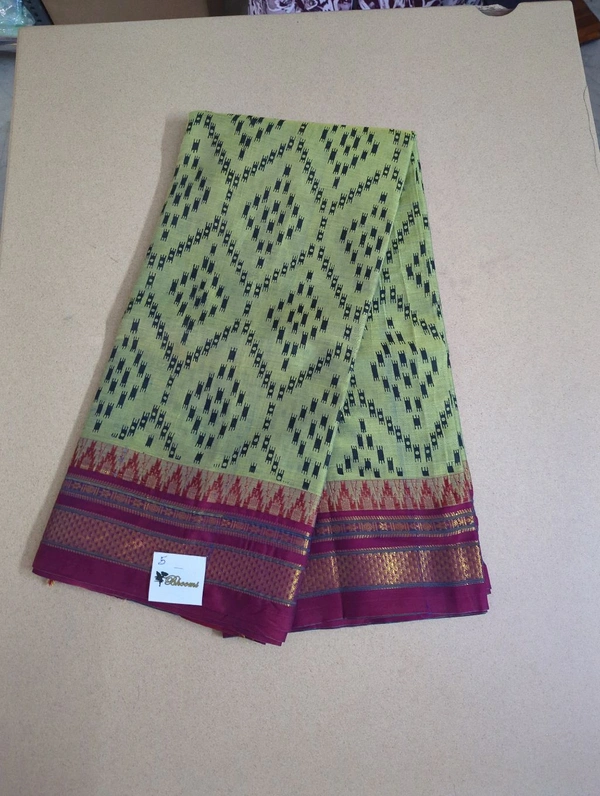 Pure Handloom Narayanpet Cotton Print - olive 5
