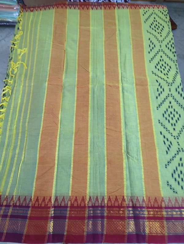 Pure Handloom Narayanpet Cotton Print - olive 5