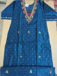 Chanderi Weaving With Handwork - marine blue, 42