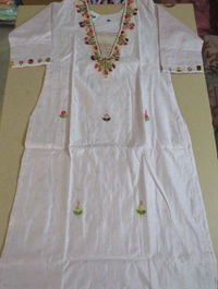 Chanderi Weaving With Handwork - peach, 40