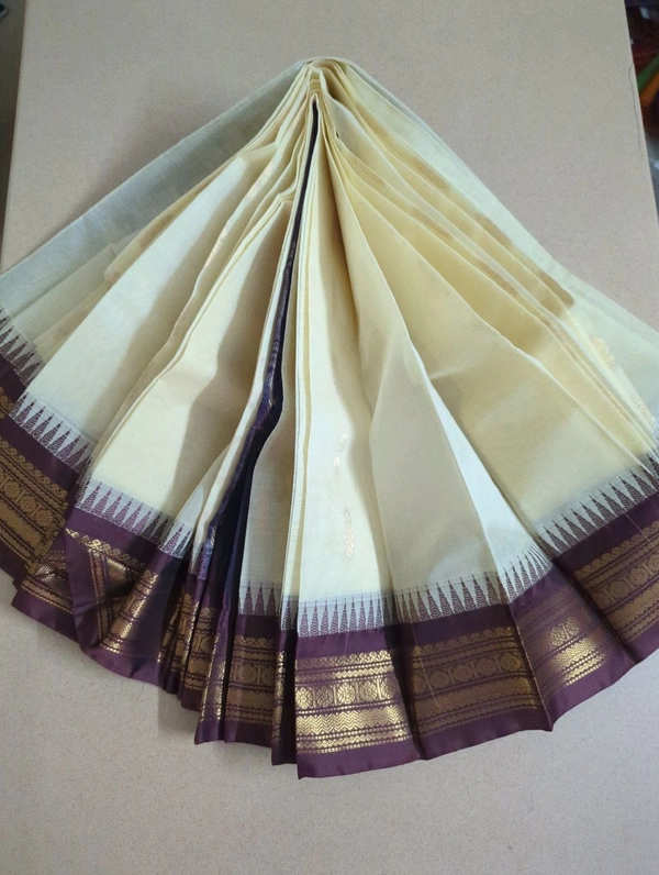 Pure Gadwal Cotton - cream 1