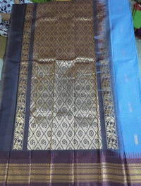 Pure Gadwal Cotton - steel blue 2
