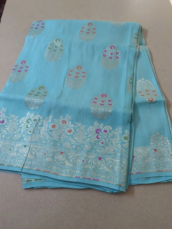 pure handloom tusser Georgette - blue