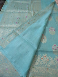 pure handloom tusser Georgette - blue