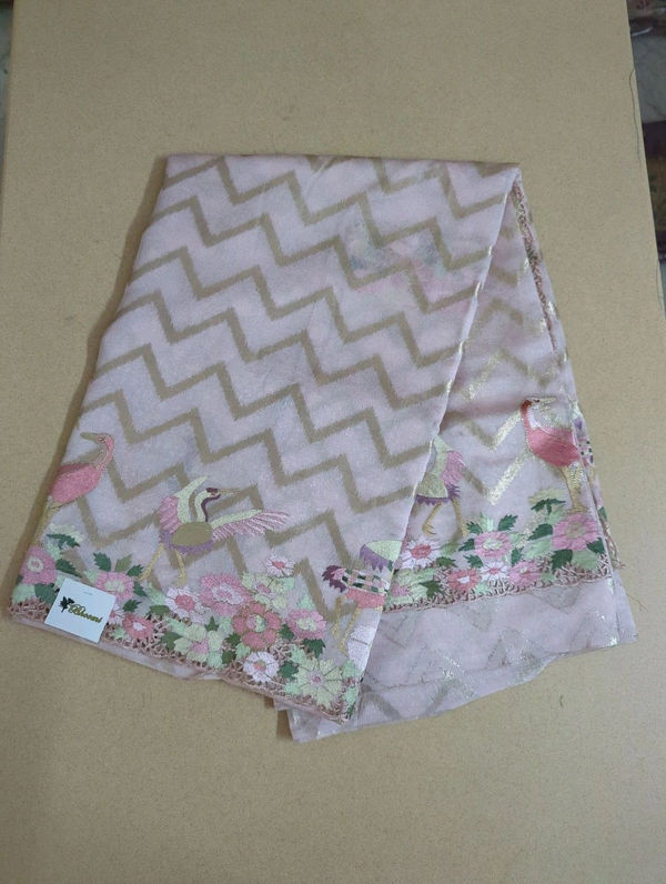 Designer Tusser  - Pink Lace