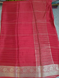 Pure Chinnon With Designer Blouses  - red