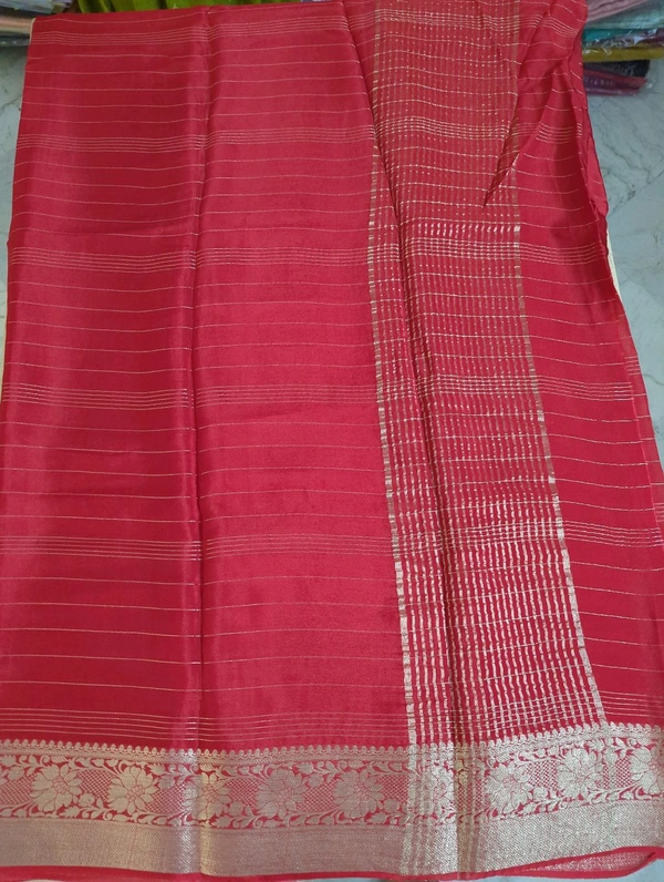 Pure Chinnon With Designer Blouses  - red