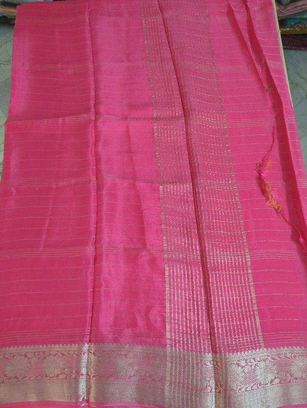 Pure Chinnon With Designer Blouses  - pink