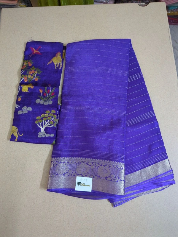 Pure Chinnon With Designer Blouses  - violet