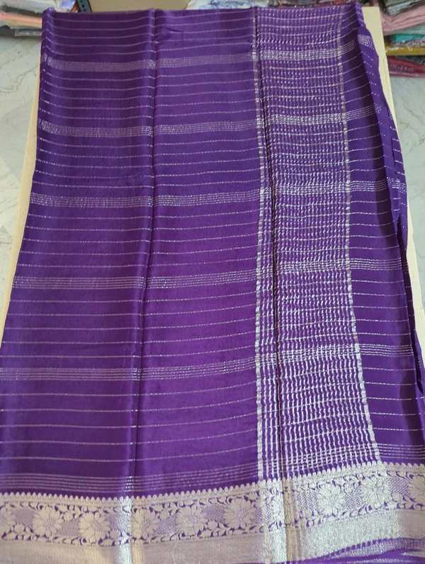 Pure Chinnon With Designer Blouses  - Purple