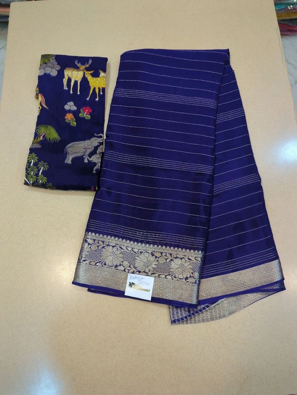 Pure Chinnon With Designer Blouses  - Pigment Indigo