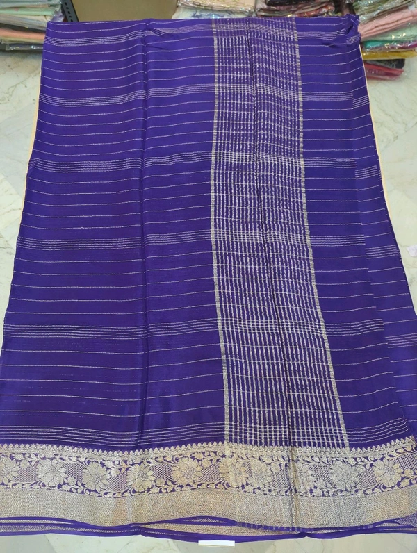 Pure Chinnon With Designer Blouses  - Pigment Indigo