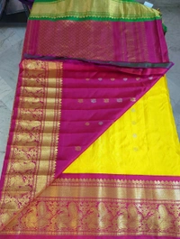 Pure Handloom Gadwal With Kuttu Boarders - Yellow