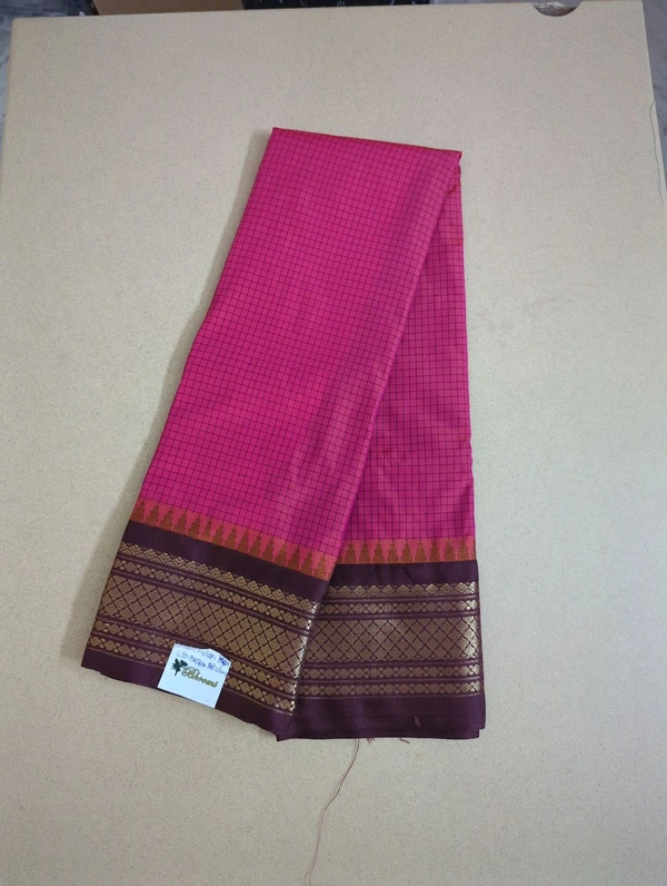 SEMI GADWAL PATTU - watermelon red with brown border