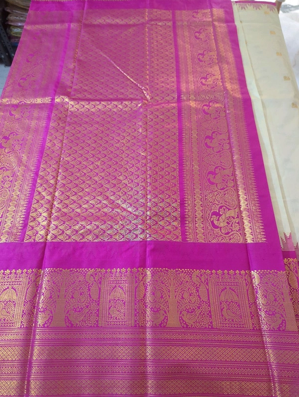 SEMI GADWAL PATTU - pink border