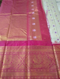 SEMI GADWAL PATTU - dark pink border