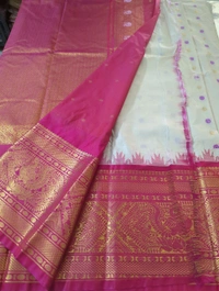 SEMI GADWAL PATTU - dark pink border