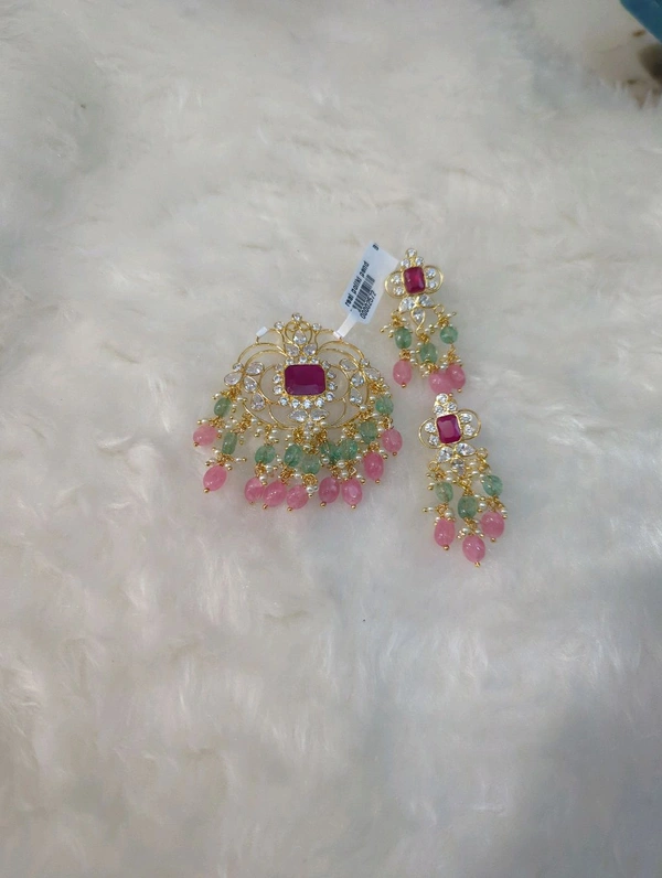 Real Polki Pendent Set - Red
