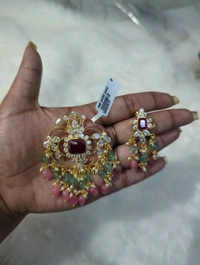 Real Polki Pendent Set - Red