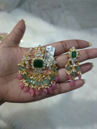Real Polki Pendent Set - green