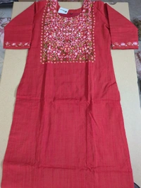 COTTON KURTI SET - Red, 40