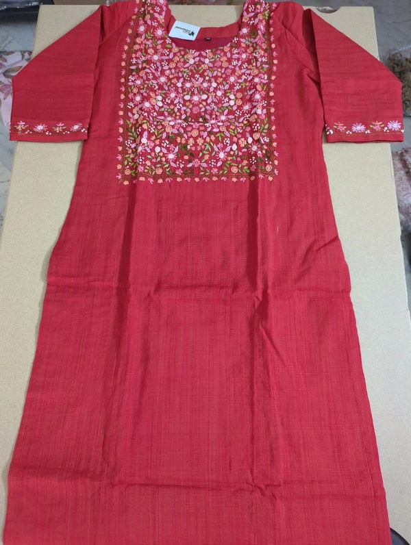 COTTON KURTI SET - Red, 40