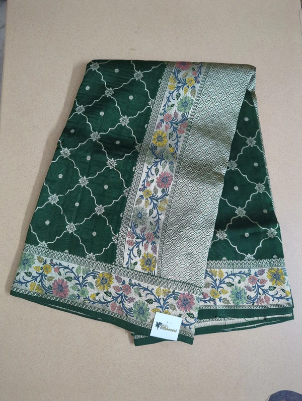 tusser georgette - green