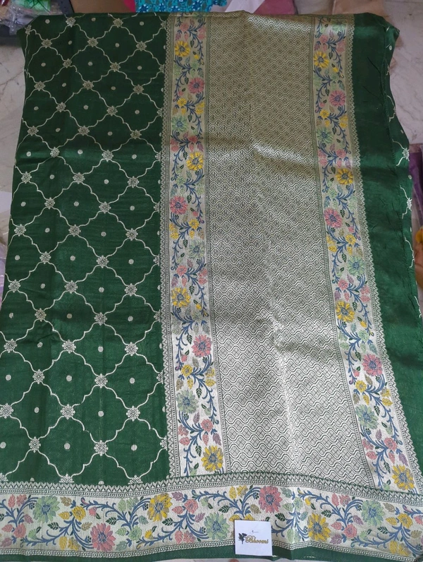 tusser georgette - green