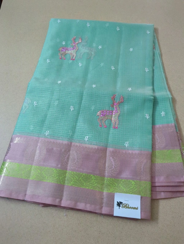 Silk Kota Embroidery  - teal