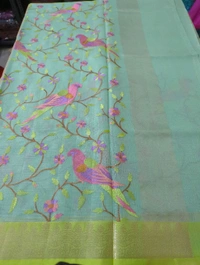 Silk Kota Allave Embroidery  - Jungle Mist