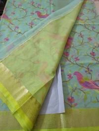 Silk Kota Allave Embroidery  - Jungle Mist