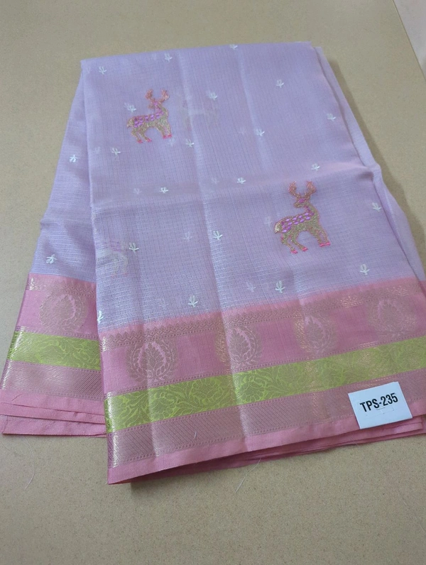 Silk Kota Embroidery  - Blue Chalk