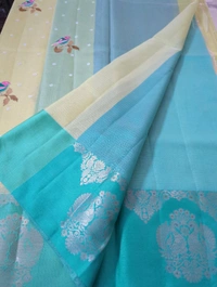 Silk Kota Embroidery  - yellow