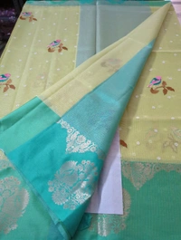 Silk Kota Embroidery  - green