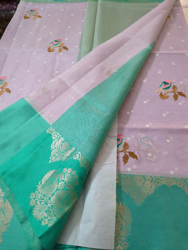 Silk Kota Embroidery  - Mauve