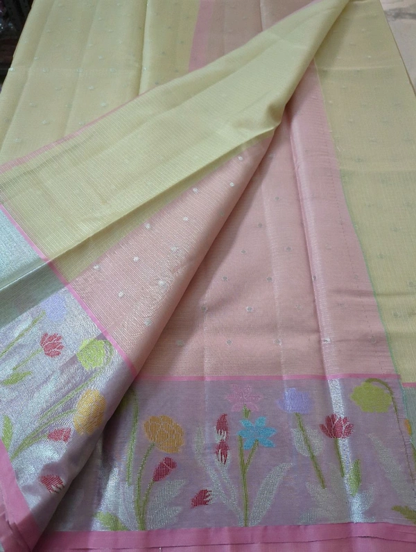 silk kota weaving - Peach