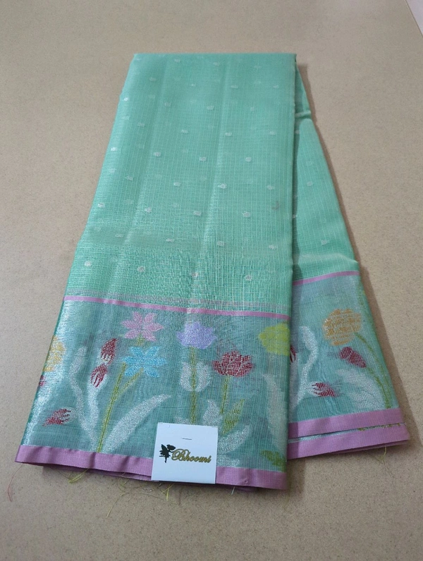 silk kota weaving - teal