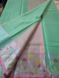 silk kota weaving - teal