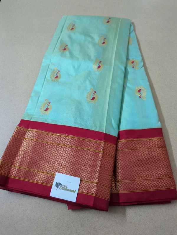 Pure Handloom Narayanapet pythani - Powder Blue