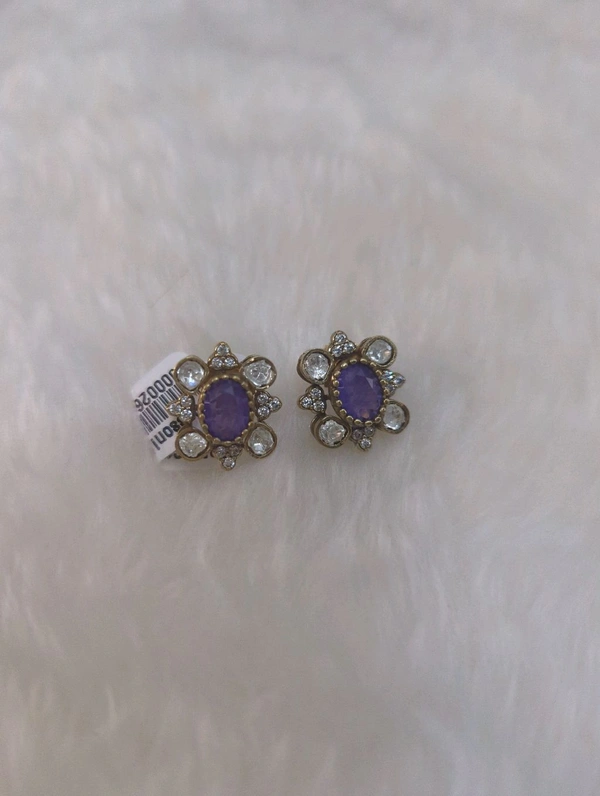 Mossonite Earrings  - Fuchsia Blue, VZ
