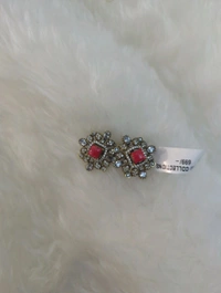 Mossonite Ear Studs Screw Back - Red, VZ