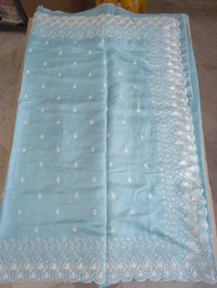 Satin Tusser Embroidery  - Spray