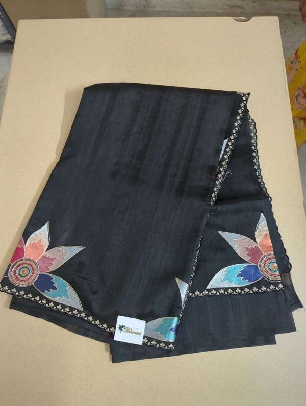 Tusser Embroidery  - Black