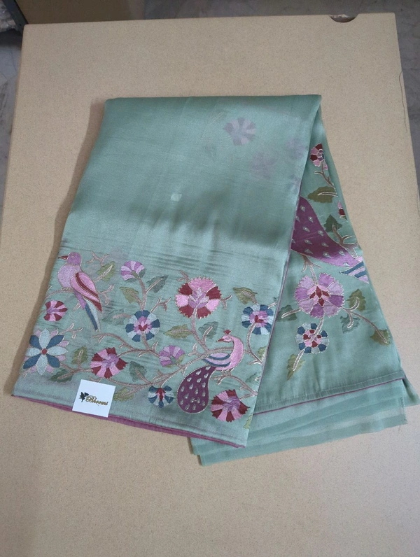 Designer Georgette Tissue  - teal green
